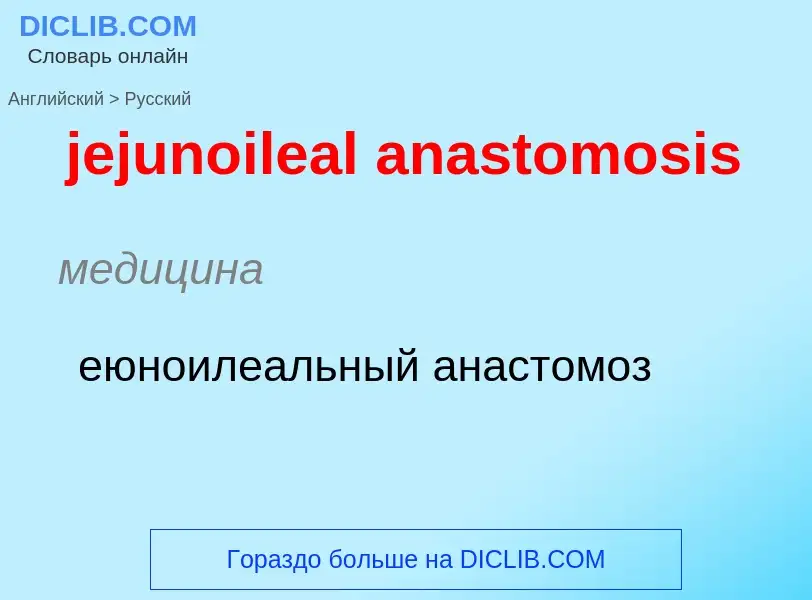 ¿Cómo se dice jejunoileal anastomosis en Ruso? Traducción de &#39jejunoileal anastomosis&#39 al Ruso