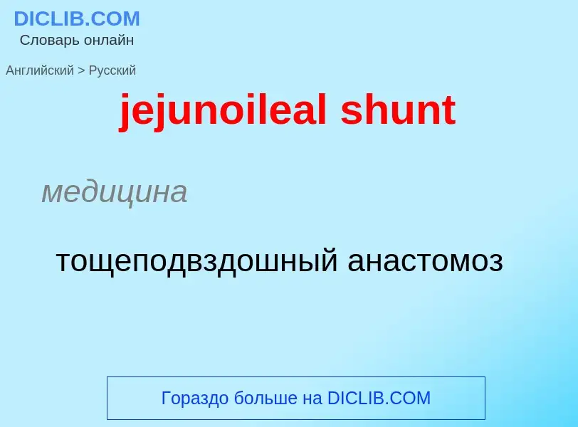 What is the Russian for jejunoileal shunt? Translation of &#39jejunoileal shunt&#39 to Russian