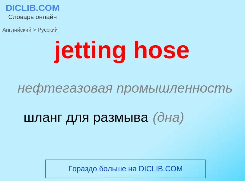 ¿Cómo se dice jetting hose en Ruso? Traducción de &#39jetting hose&#39 al Ruso