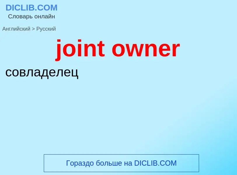 Как переводится joint owner на Русский язык