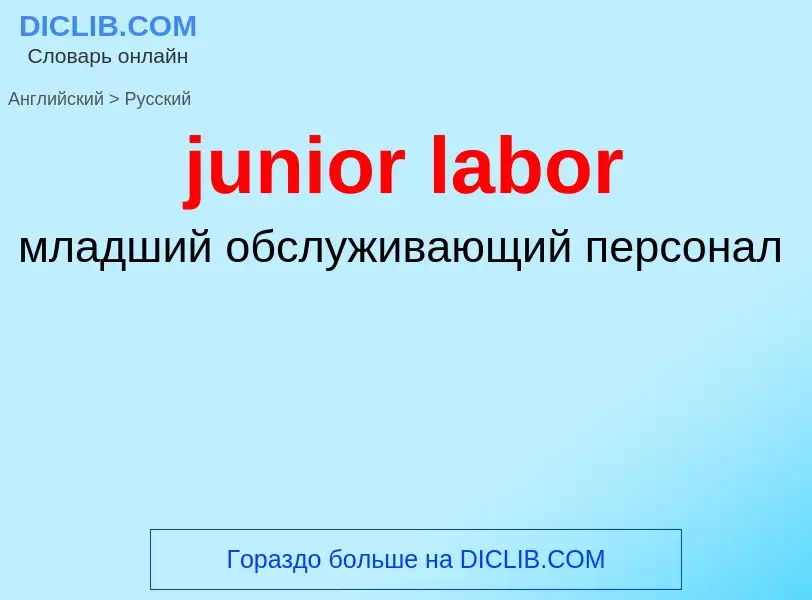 What is the Russian for junior labor? Translation of &#39junior labor&#39 to Russian