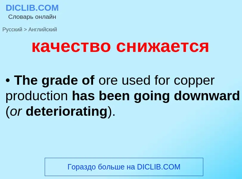 Как переводится качество снижается на Английский язык