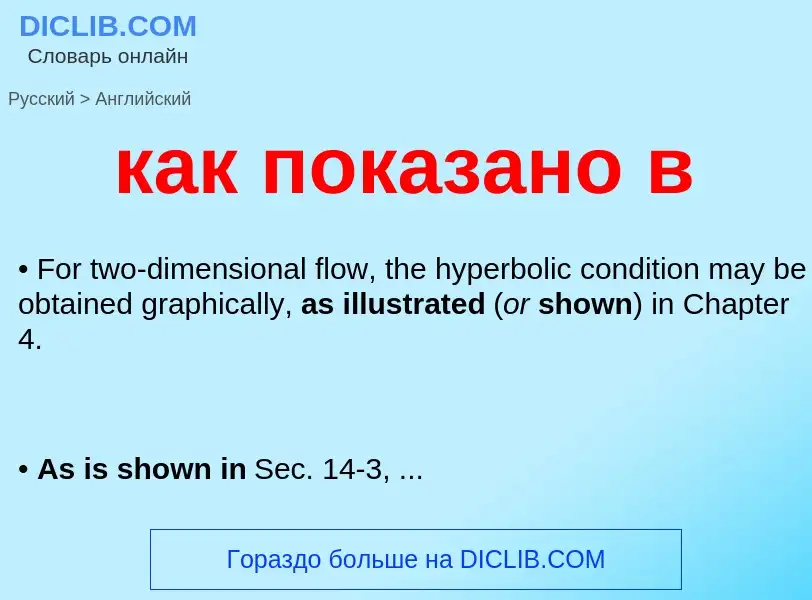 Как переводится как показано в на Английский язык