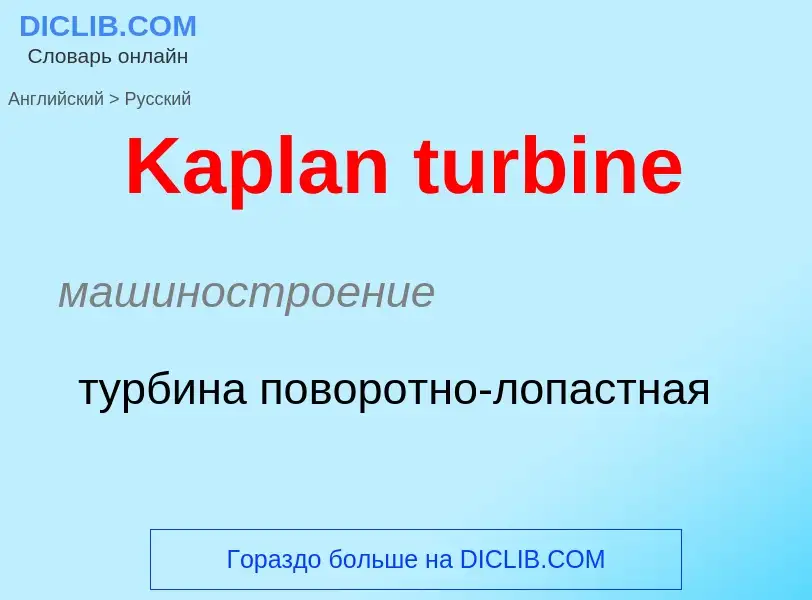 Как переводится Kaplan turbine на Русский язык