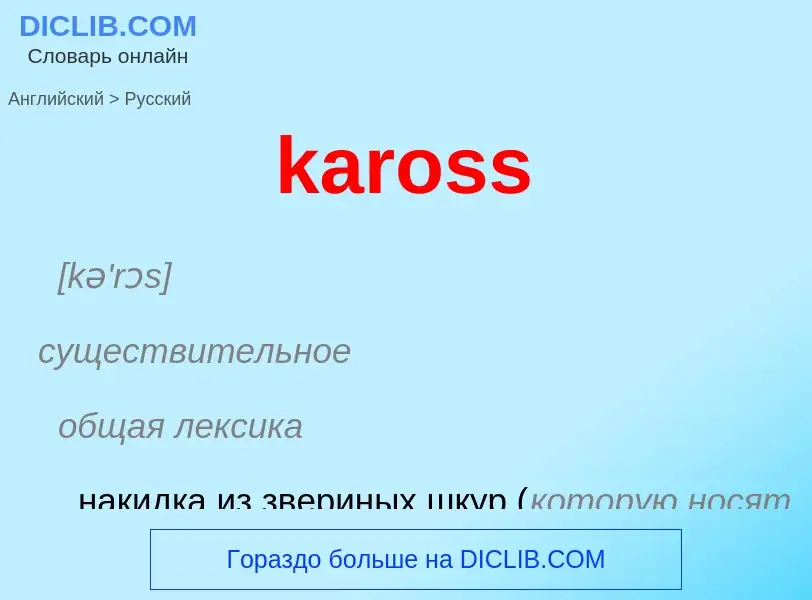 Как переводится kaross на Русский язык