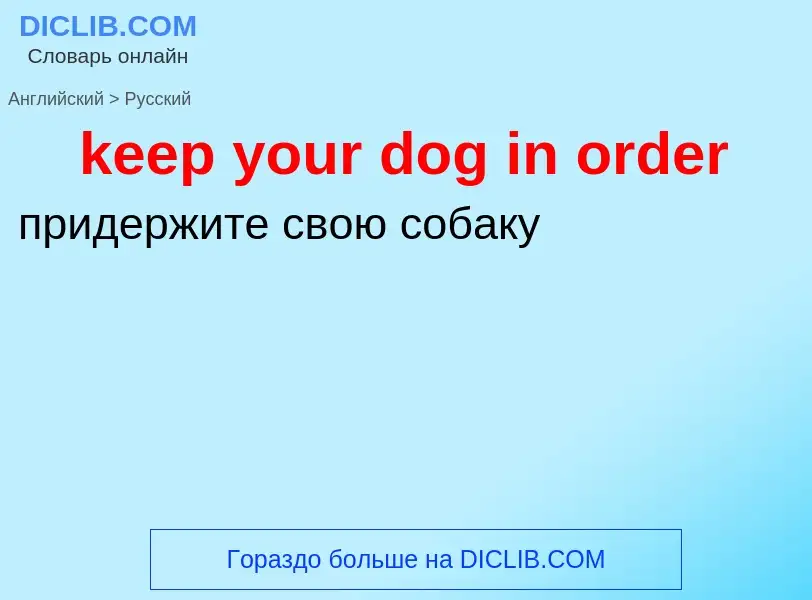 ¿Cómo se dice keep your dog in order en Ruso? Traducción de &#39keep your dog in order&#39 al Ruso