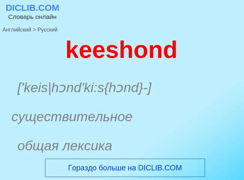 ¿Cómo se dice keeshond en Ruso? Traducción de &#39keeshond&#39 al Ruso