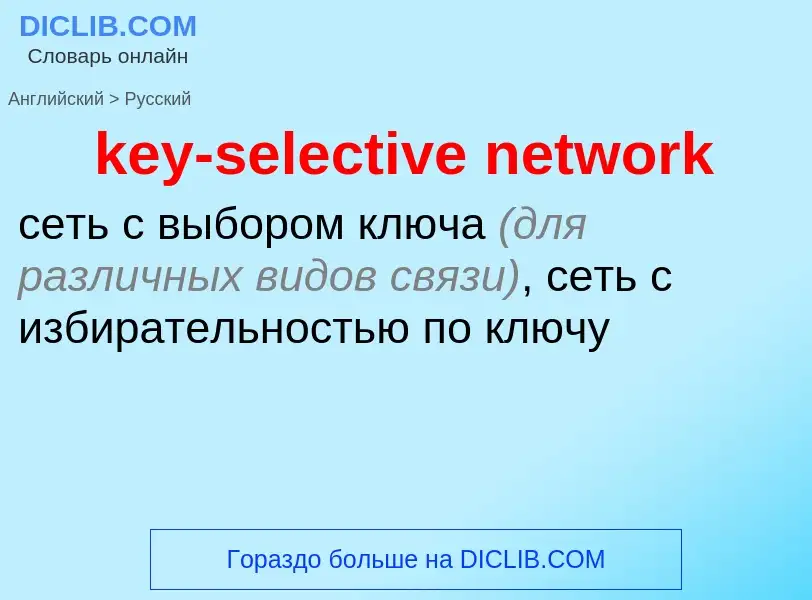 Como se diz key-selective network em Russo? Tradução de &#39key-selective network&#39 em Russo