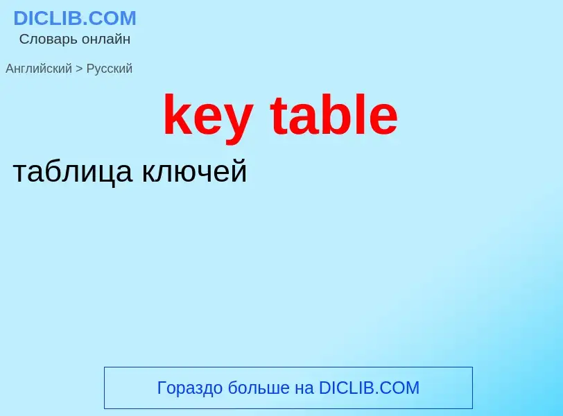 Как переводится key table на Русский язык