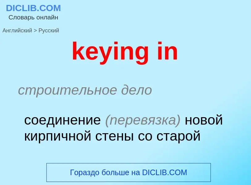 Как переводится keying in на Русский язык