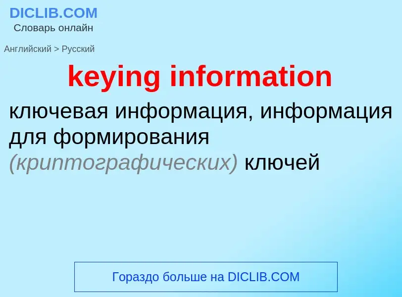 Как переводится keying information на Русский язык