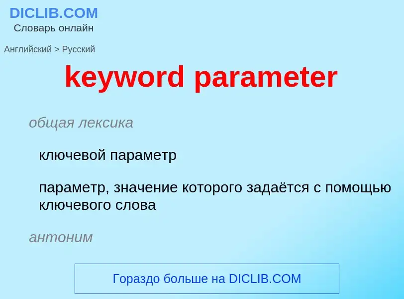 What is the Russian for keyword parameter? Translation of &#39keyword parameter&#39 to Russian