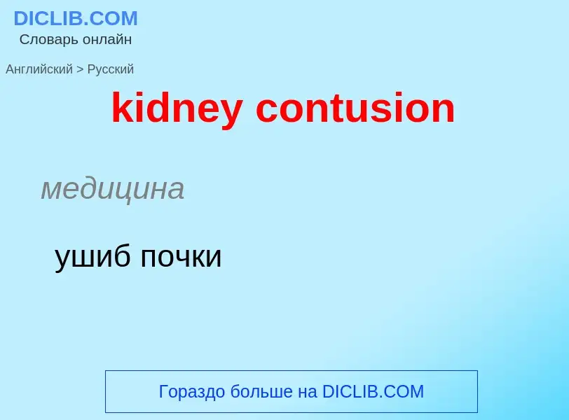 ¿Cómo se dice kidney contusion en Ruso? Traducción de &#39kidney contusion&#39 al Ruso