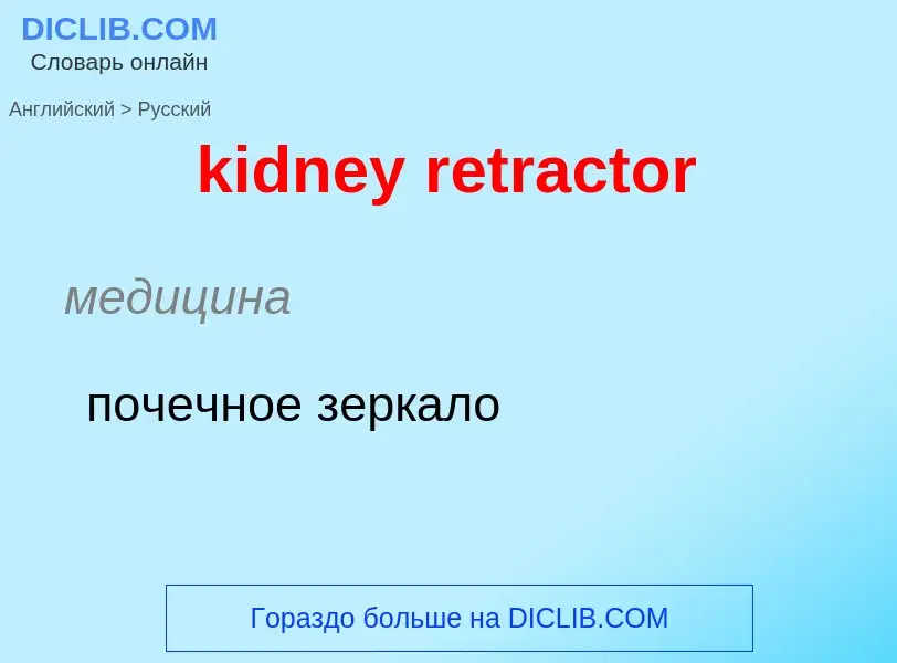 ¿Cómo se dice kidney retractor en Ruso? Traducción de &#39kidney retractor&#39 al Ruso