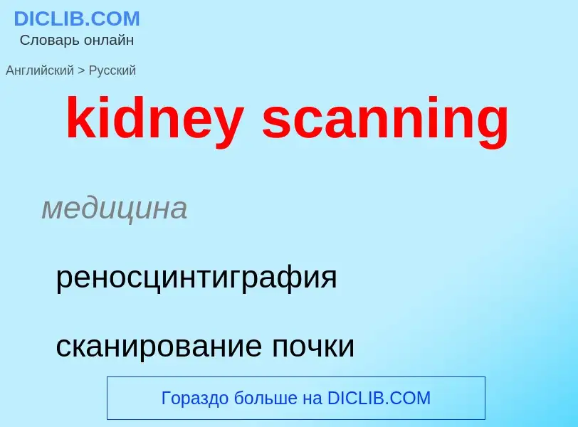 ¿Cómo se dice kidney scanning en Ruso? Traducción de &#39kidney scanning&#39 al Ruso