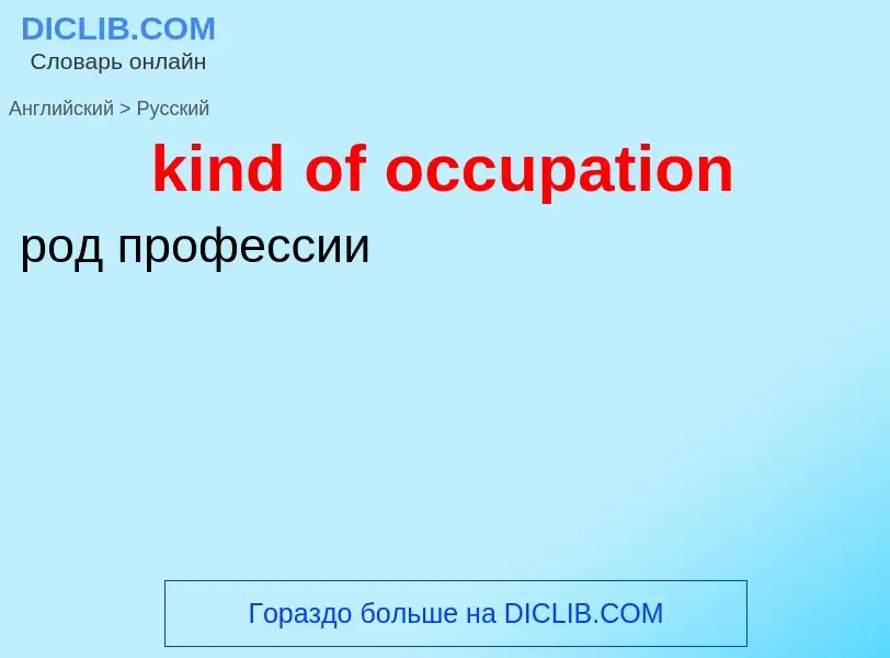 Как переводится kind of occupation на Русский язык