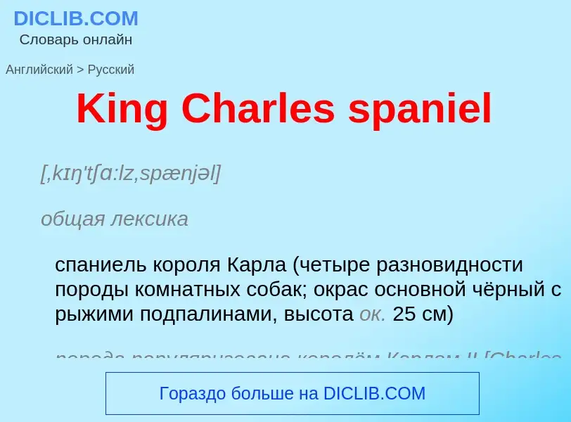 What is the Russian for King Charles spaniel? Translation of &#39King Charles spaniel&#39 to Russian