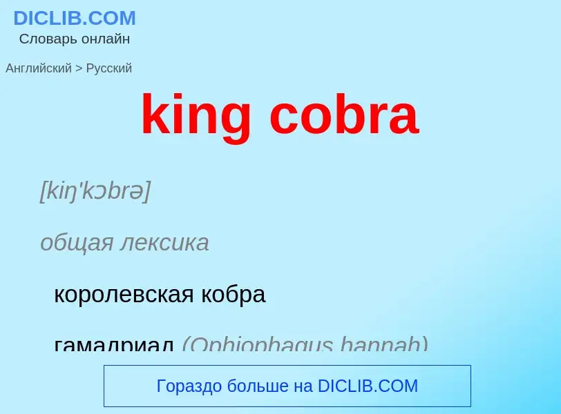 Как переводится king cobra на Русский язык