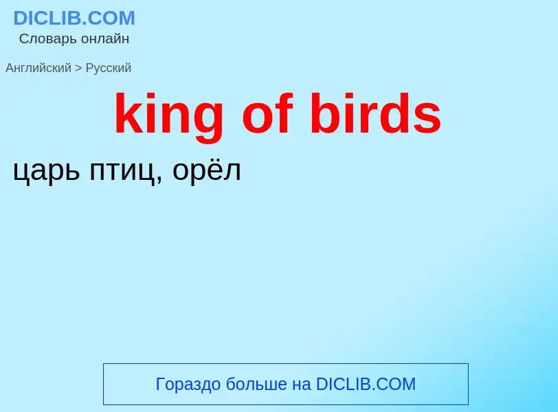 Как переводится king of birds на Русский язык