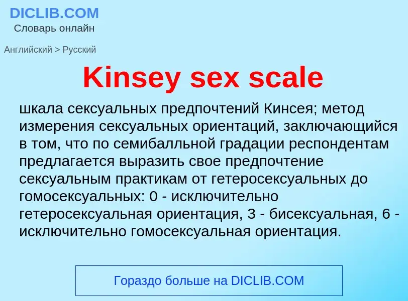 Как переводится Kinsey sex scale на Русский язык