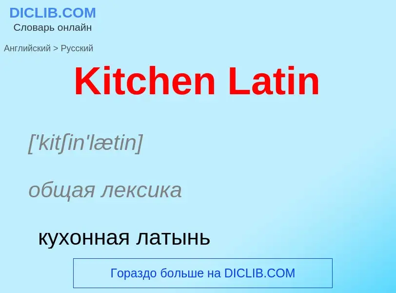 What is the Russian for Kitchen Latin? Translation of &#39Kitchen Latin&#39 to Russian