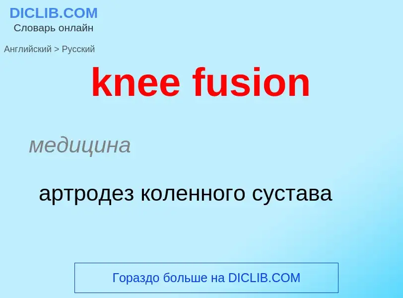 Как переводится knee fusion на Русский язык