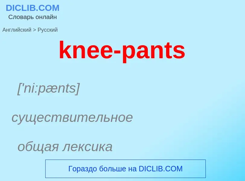 Как переводится knee-pants на Русский язык