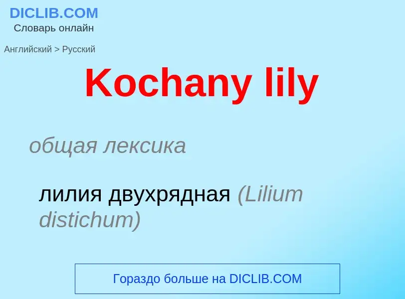 Как переводится Kochany lily на Русский язык