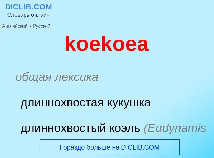 Как переводится koekoea на Русский язык