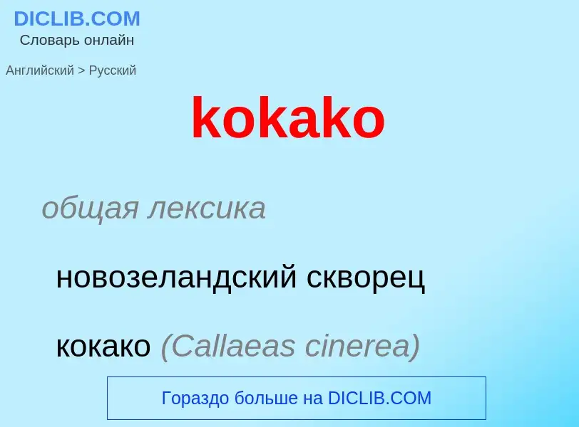 Как переводится kokako на Русский язык