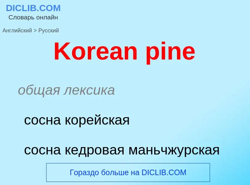 Как переводится Korean pine на Русский язык