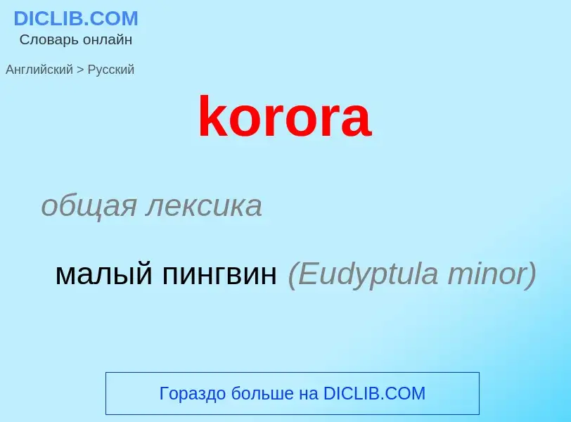 Как переводится korora на Русский язык