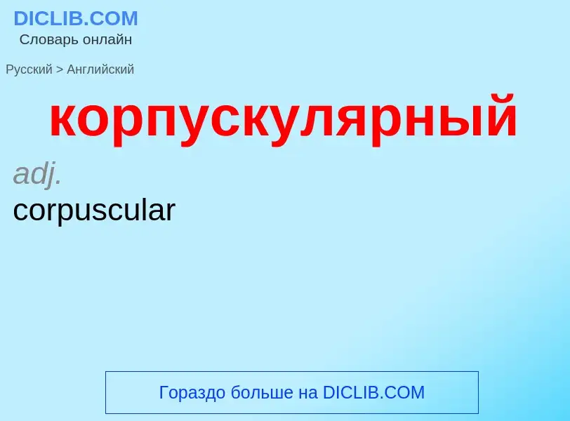 Как переводится корпускулярный на Английский язык