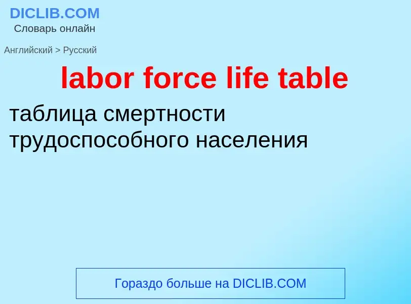 Как переводится labor force life table на Русский язык