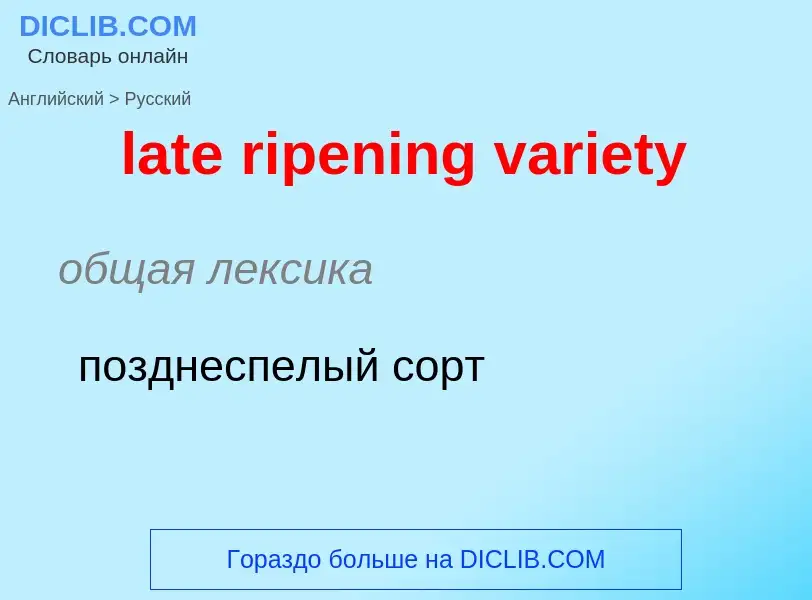 ¿Cómo se dice late ripening variety en Ruso? Traducción de &#39late ripening variety&#39 al Ruso