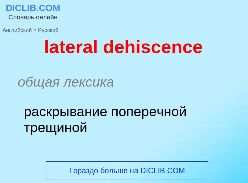 ¿Cómo se dice lateral dehiscence en Ruso? Traducción de &#39lateral dehiscence&#39 al Ruso