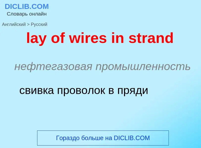 Traduzione di &#39lay of wires in strand&#39 in Russo