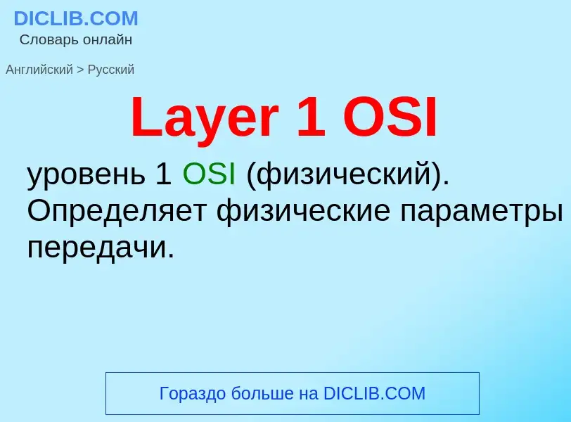 Как переводится Layer 1 OSI на Русский язык