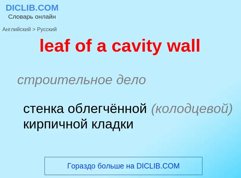 Traduzione di &#39leaf of a cavity wall&#39 in Russo