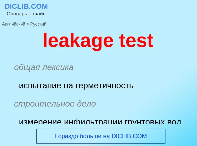 Как переводится leakage test на Русский язык