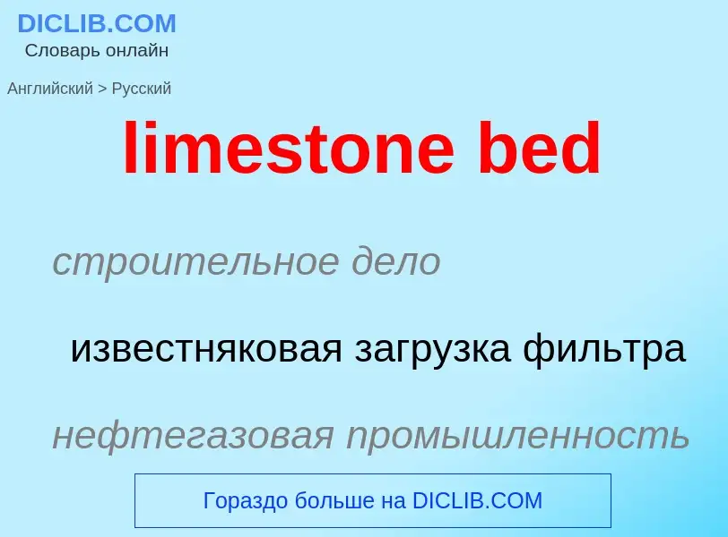 ¿Cómo se dice limestone bed en Ruso? Traducción de &#39limestone bed&#39 al Ruso