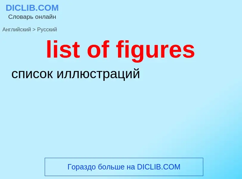 What is the Russian for list of figures? Translation of &#39list of figures&#39 to Russian