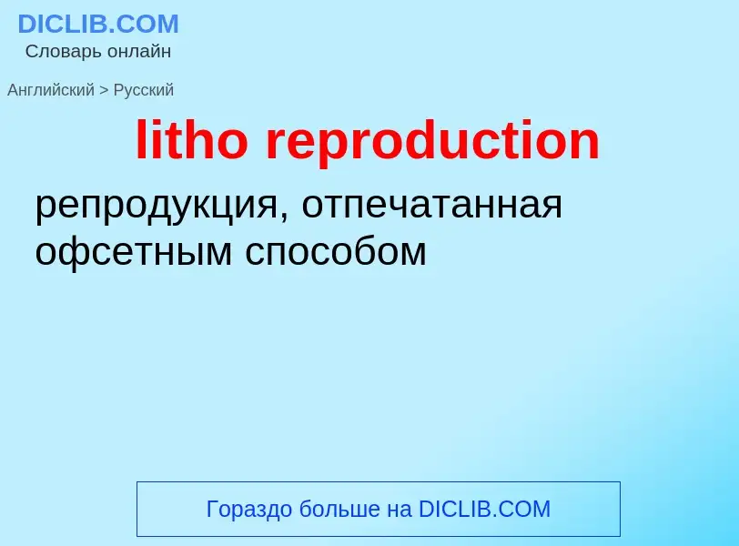 Как переводится litho reproduction на Русский язык