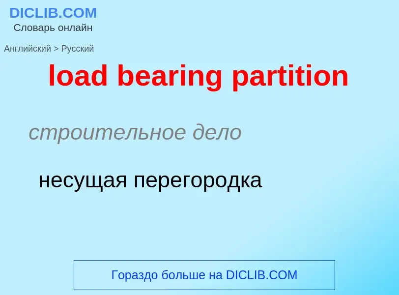 Как переводится load bearing partition на Русский язык