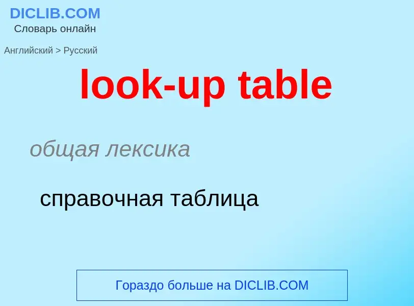 What is the Russian for look-up table? Translation of &#39look-up table&#39 to Russian