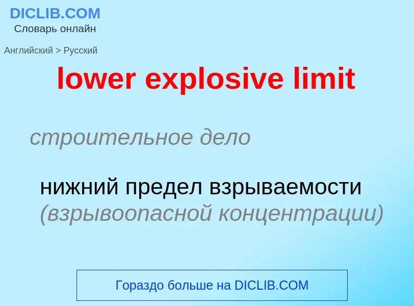 Μετάφραση του &#39lower explosive limit&#39 σε Ρωσικά