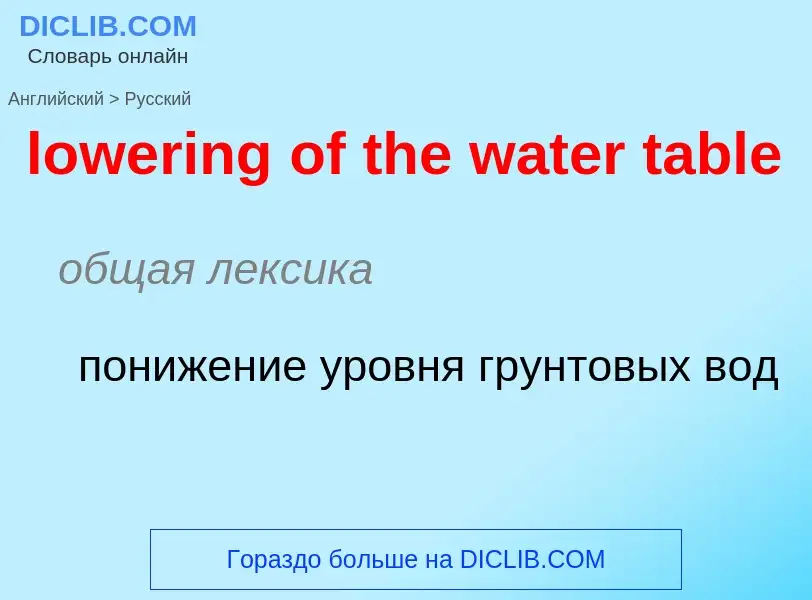 Μετάφραση του &#39lowering of the water table&#39 σε Ρωσικά