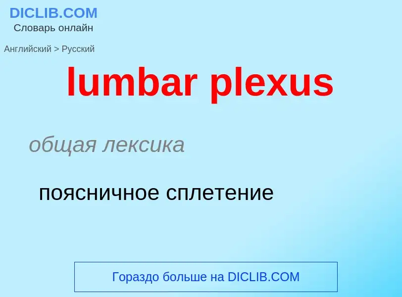 Μετάφραση του &#39lumbar plexus&#39 σε Ρωσικά