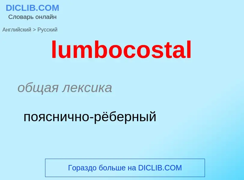 ¿Cómo se dice lumbocostal en Ruso? Traducción de &#39lumbocostal&#39 al Ruso