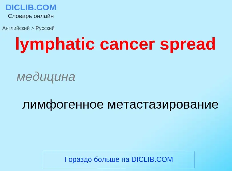 Как переводится lymphatic cancer spread на Русский язык